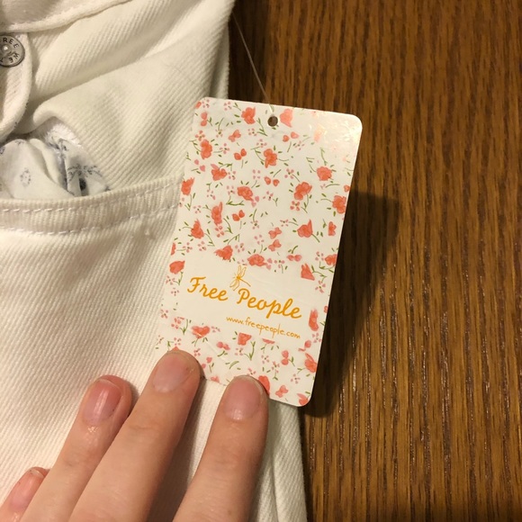 NWT White Raw Hem Flare Jeans (Free People) - Picture 6 of 8